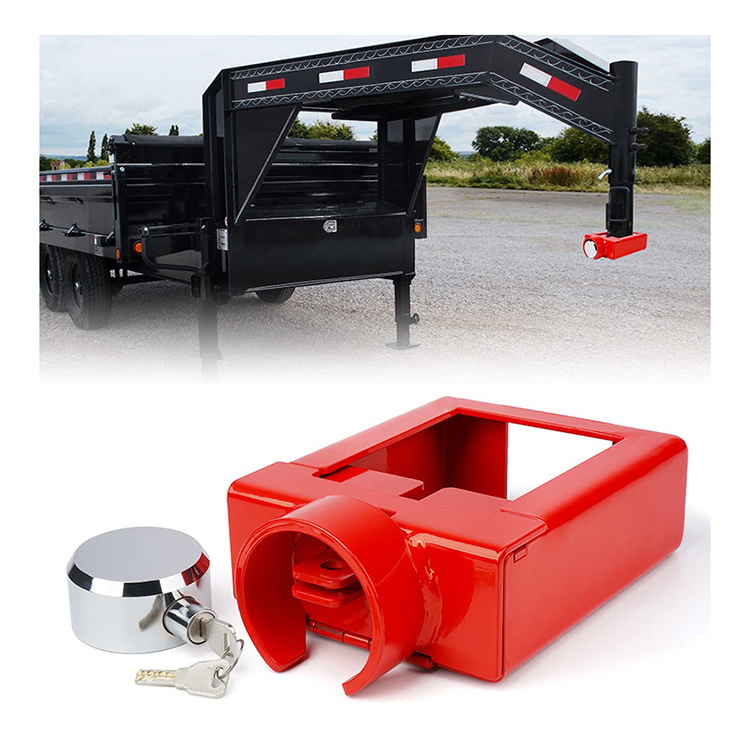 Red Heavy Duty Gooseneck Trailer Lock for Most 7-Inch Bottom Plate Couplers  Gooseneck Lock Trailer Hitch Locks With Keys