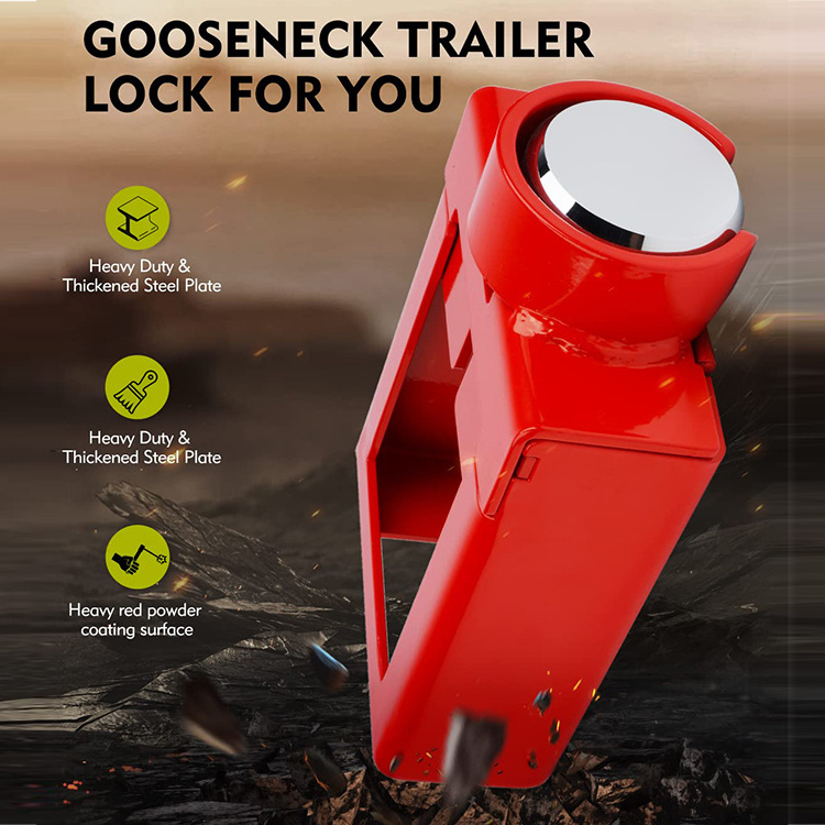 Red Heavy Duty Gooseneck Trailer Lock for Most 7-Inch Bottom Plate Couplers  Gooseneck Lock Trailer Hitch Locks With Keys