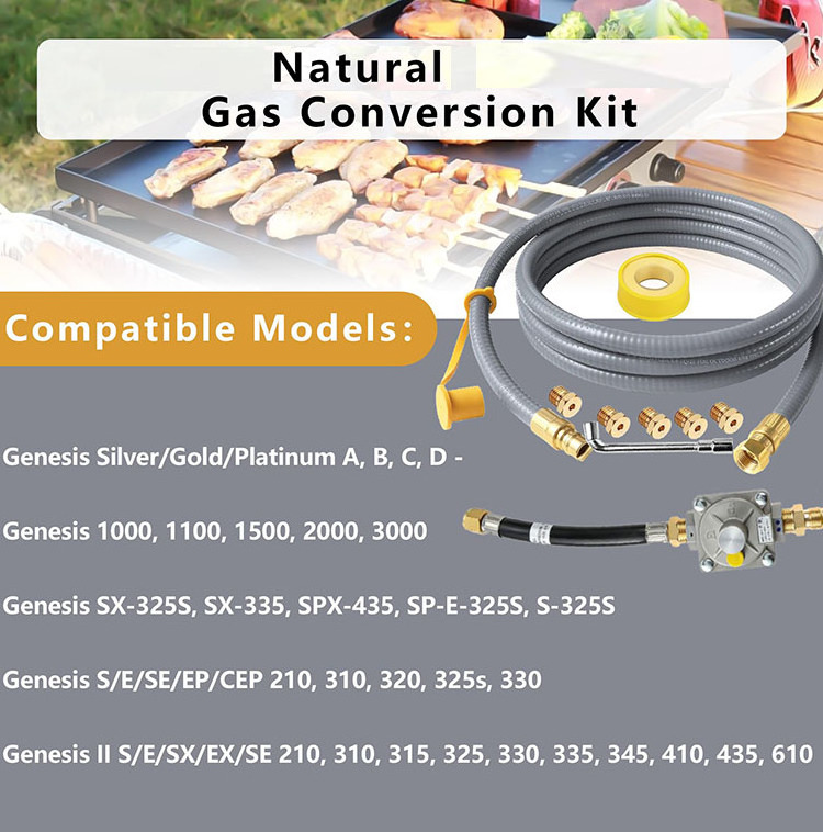 Upgraded Propane to Natural Gas Conversion Kit for Grills, 10FT Natural Gas Hose with Regulator Conversion Kit Propane To Gas