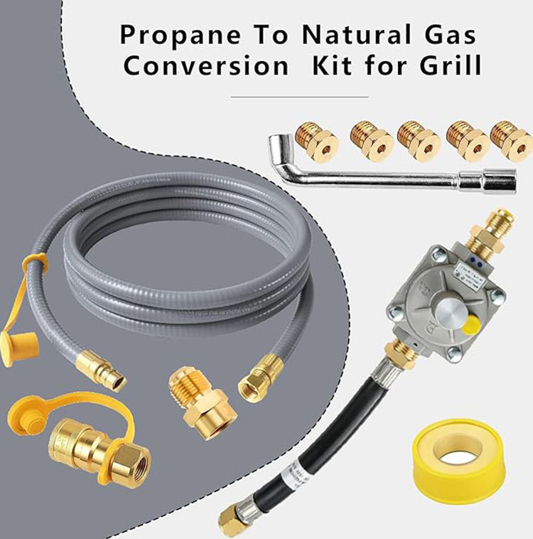 Upgraded Propane to Natural Gas Conversion Kit for Grills, 10FT Natural Gas Hose with Regulator Conversion Kit Propane To Gas