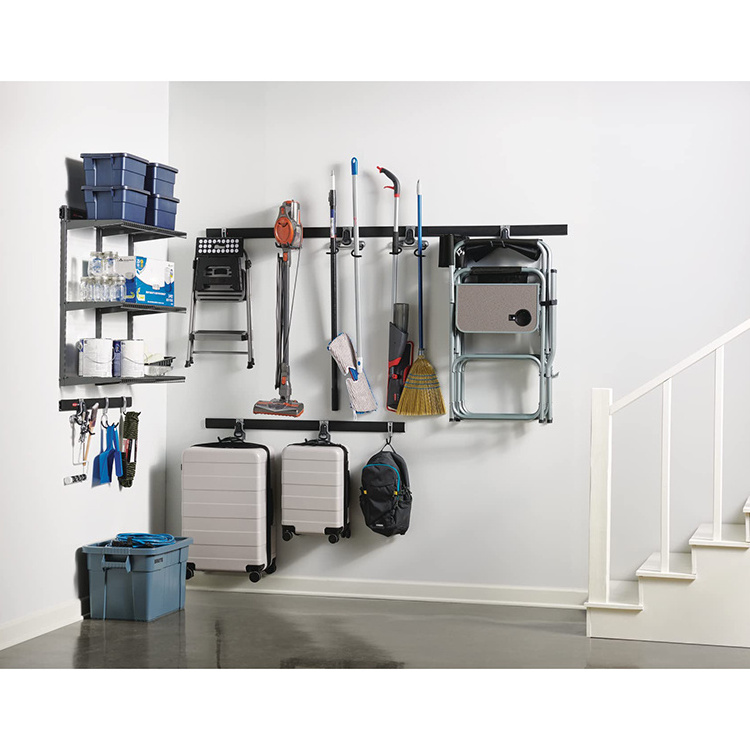 AromaNano 15-Piece FastTrack Garage Wall-Mounted Storage Kit 4 Rails and 11 Hooks