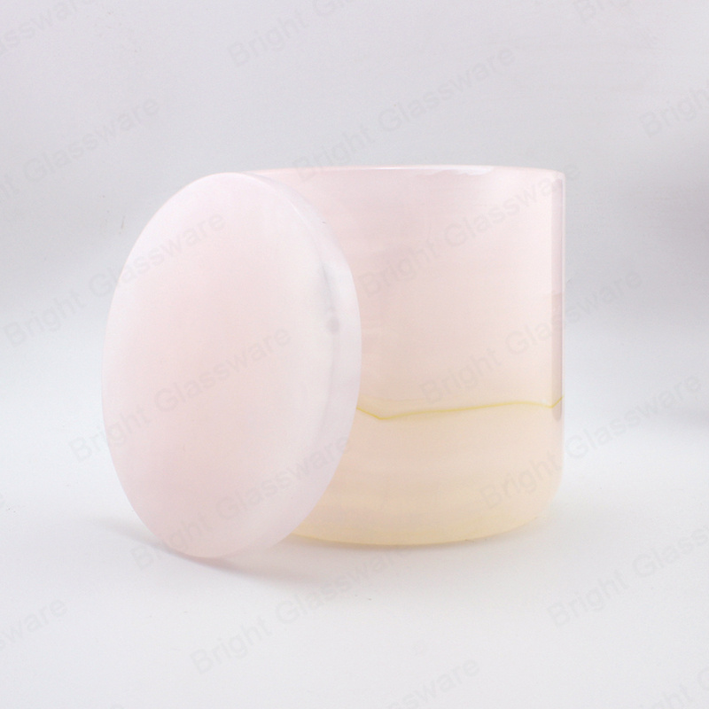 Luxury Candle Jar 30cl Onyx Stone Pink Candle Vessel With Lid For Candle Making