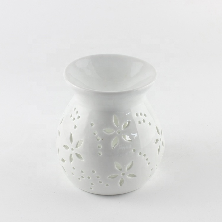 Handmade White Color Aroma Incense Candle Warmer Tea light Burner Wax Melt Warmer Ceramic Oil Burner for Tealight Candle