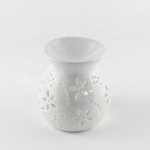 Handmade White Color Aroma Incense Candle Warmer Tea light Burner Wax Melt Warmer Ceramic Oil Burner for Tealight Candle