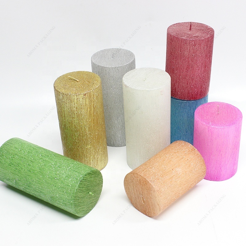 Custom Paraffin Wax Rustic Candle Handmade Unscented White Pillar Candles For Wedding Gifts