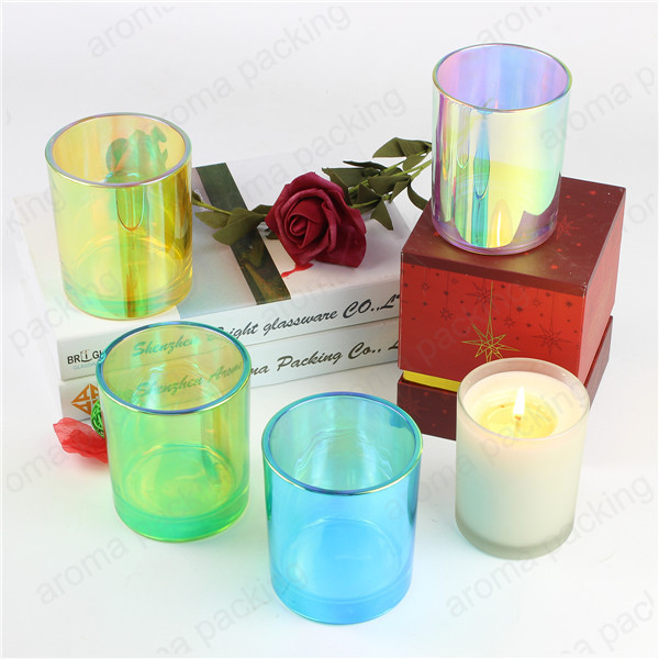 Iridescent empty glass tumbler candle cups votive tealight holder