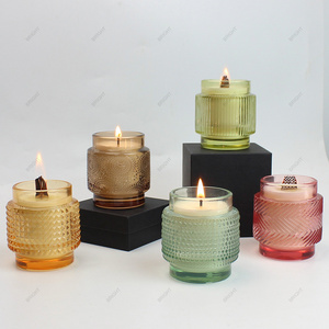 Factory Wholesales Tealight Candle 200ml  Vintage Glass Holder Home Decor Crystal Glass Candle Jar With Lid Luxury