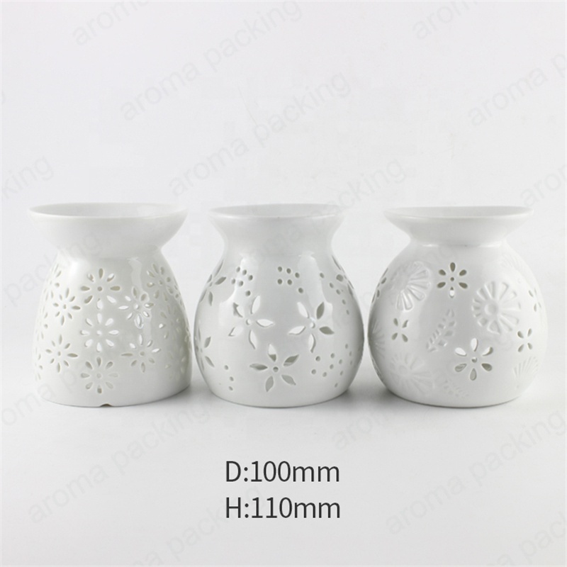 Handmade White Color Aroma Incense Candle Warmer Tea light Burner Wax Melt Warmer Ceramic Oil Burner for Tealight Candle