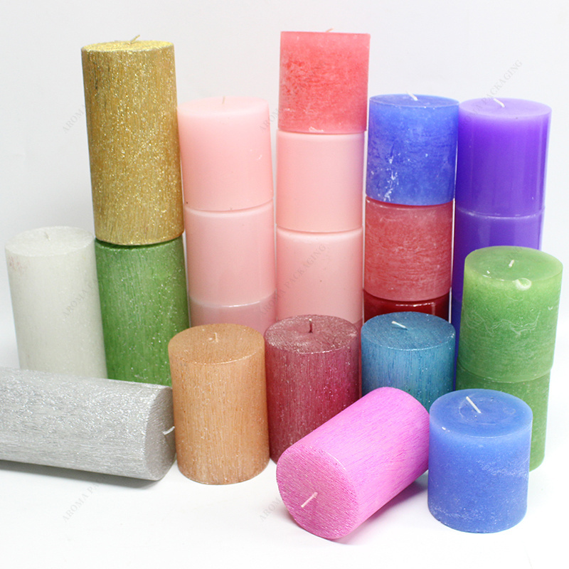 Dia 5cm 7cm 8cm 10cm Custom Fruity Scent Rustic Pillar Candles Clean Burning Smokeless Pillar Candles For Home Decoration