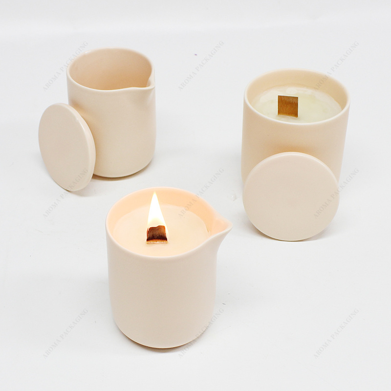 Aroma Factory Custom Logo Luxury  Empty Fancy Heat Rounded Sublimation Blanks Pink Promotional Candle Making Ceramic Candle Jars