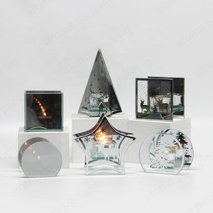 Luxury Christmas Reflecting Tea Lights Candle Holder Decoration Mirror Glass Candlestick Holder for Home Decoration