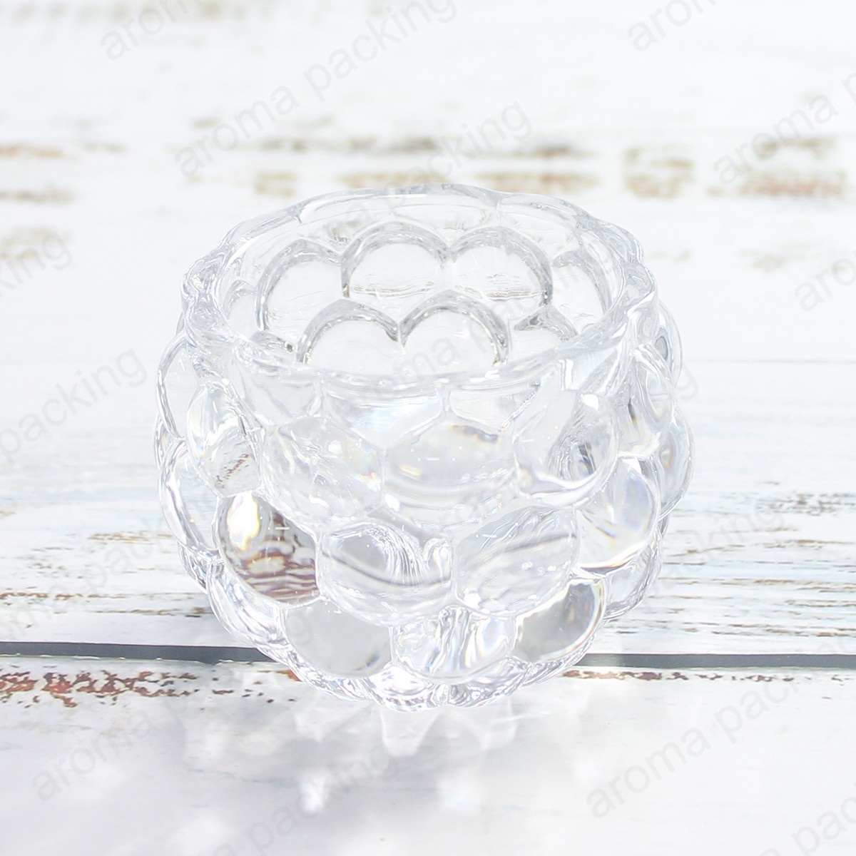 China Customized Glass Round Bowl Shaped Geo Cut Tealight Candle Holder Votive Cups Wholesale