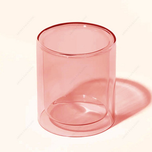 Colored Candle Container Empty Borosilicate Luxury Double Wall Candle Glass Jars Decorative For Candle Making Wholesale