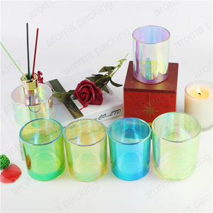 Iridescent empty glass tumbler candle cups votive tealight holder