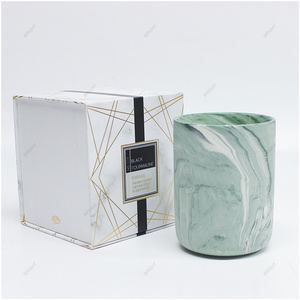 Custom Ceramic new style Premium Pattern Design Candle Jar marble luxury  Candle Jars with lids and boxes