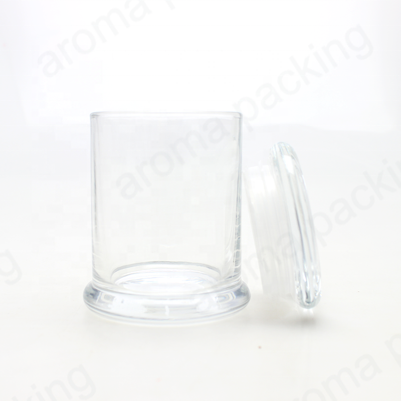 6oz Flat Top Clear Libbey Status Jar Danube Large Base Candle Holder With Glass Lid