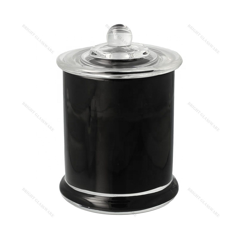 Hot-selling 7oz 10oz 12oz 14oz Custom Matte black White Iridescent  Empty Candle Glass Jar Luxury with Lid for Candles Making