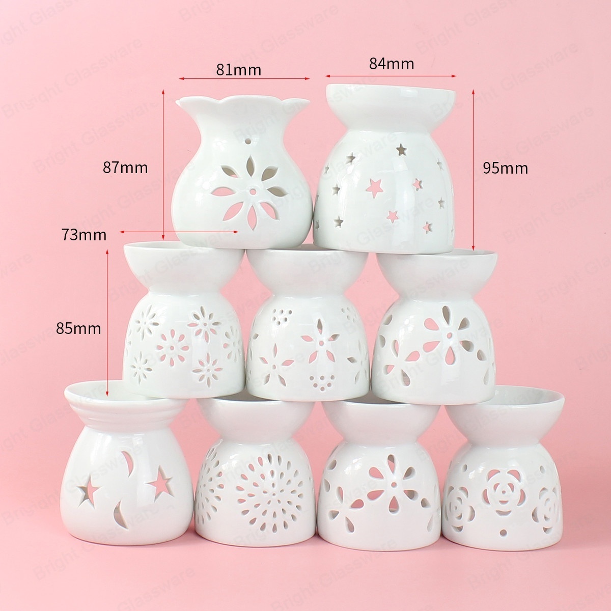 Handmade White Color Aroma Incense Candle Warmer Tea light Burner Wax Melt Warmer Ceramic Oil Burner for Tealight Candle