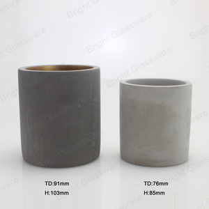 Cylinder empty concrete candle jar with lid ,cement jars