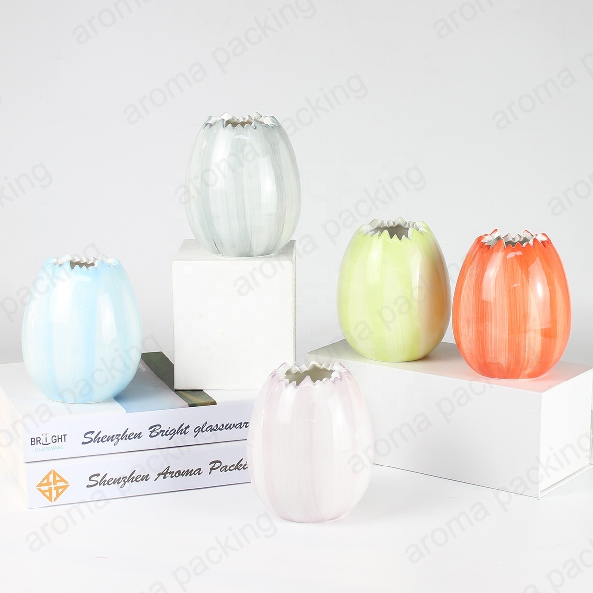 Wholesale Handmade Scented Candle Set Ceramic Jars and Candle Melt Holder Wax Warmer Oil Burner