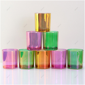 Wholesale New Custom Glass Jar for Candles 4oz 8oz 16oz Mini Empty Luxury Electroplated Glass Candle Jars with Lids