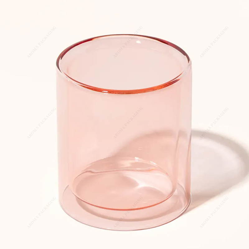 Double Layer Borosilicate Glass Candle Vessel Free sample Custom Color Hear Resistance Candle Holder