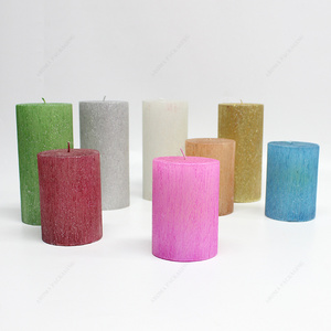 Factory Wholesale White Pink Purple Custom Size Paraffin Candles Smokeless And Eco-friendly Wedding Pillar Candles