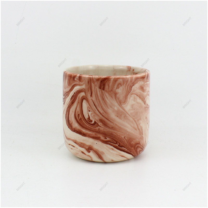 Custom Ceramic new style Premium Pattern Design Candle Jar marble luxury  Candle Jars with lids and boxes