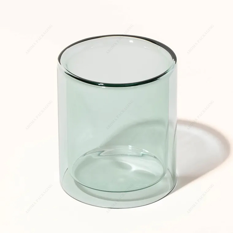 Double Layer Borosilicate Glass Candle Vessel Free sample Custom Color Hear Resistance Candle Holder