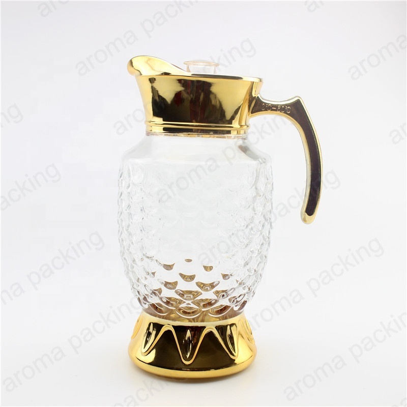 Wholesale High Quality Luxury Gold Glass Tea Pot sets  with Cups