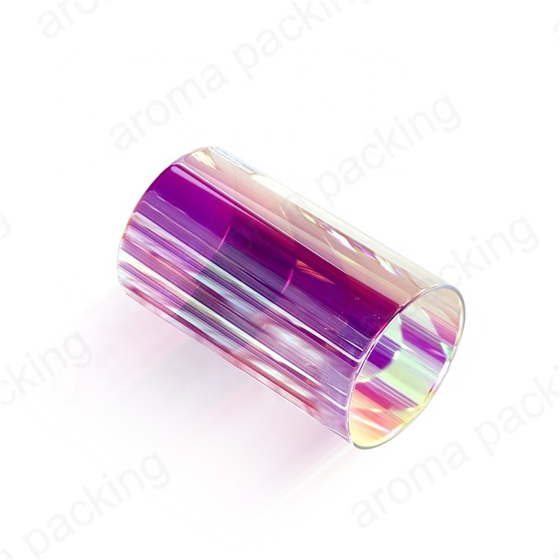 Modern style electroplated classical iridescent rainbow glass candle votive glass candle holder