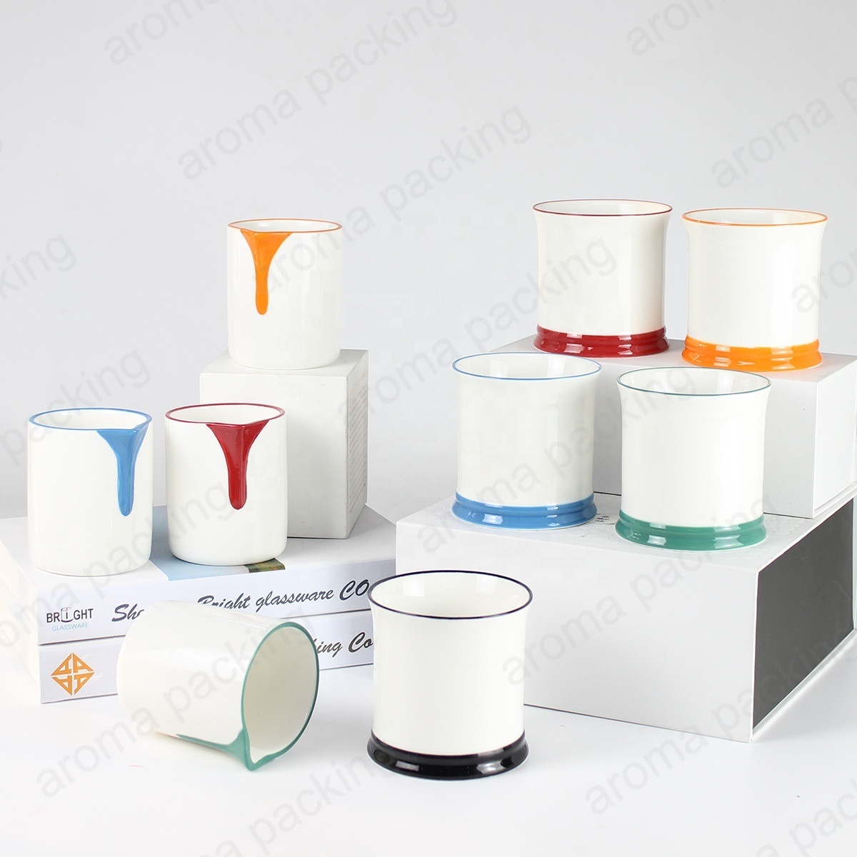 Wholesale Handmade Scented Candle Set Ceramic Jars and Candle Melt Holder Wax Warmer Oil Burner