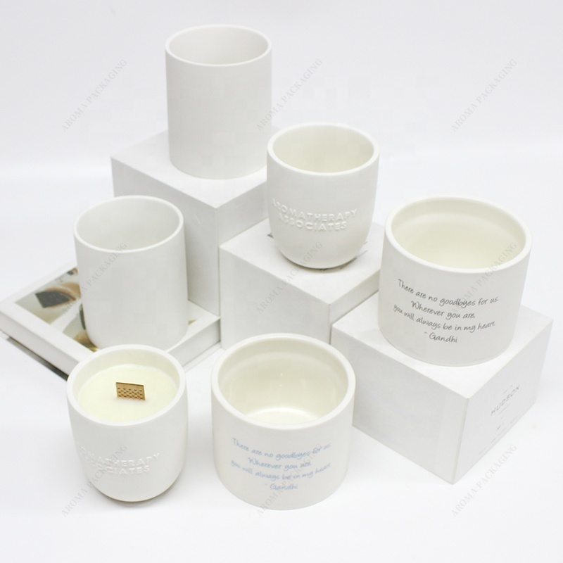 New Arrival Matte White Ceramic Candle Jar Candle Holder Empty Candle Containers With Lids for Home Decoration