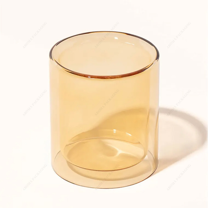 Double Layer Borosilicate Glass Candle Vessel Free sample Custom Color Hear Resistance Candle Holder