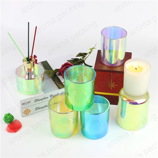 Iridescent empty glass tumbler candle cups votive tealight holder