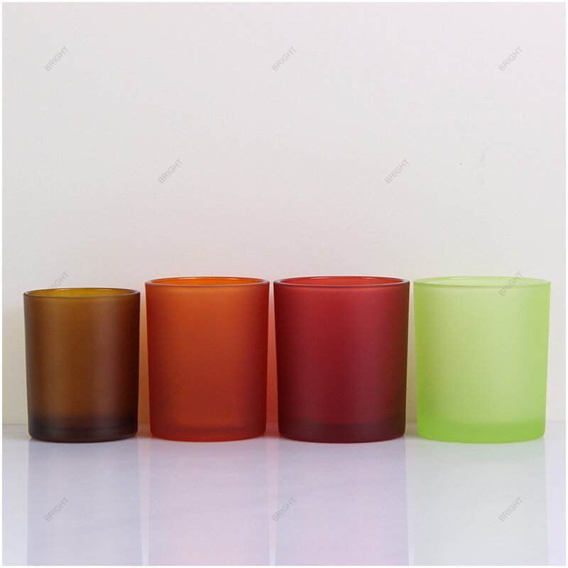 Luxury Custom Logo Wholesale Frosted White 8oz 10oz Candle Holder Jars Small Candle Jar with Lid Glass Jars for Candles