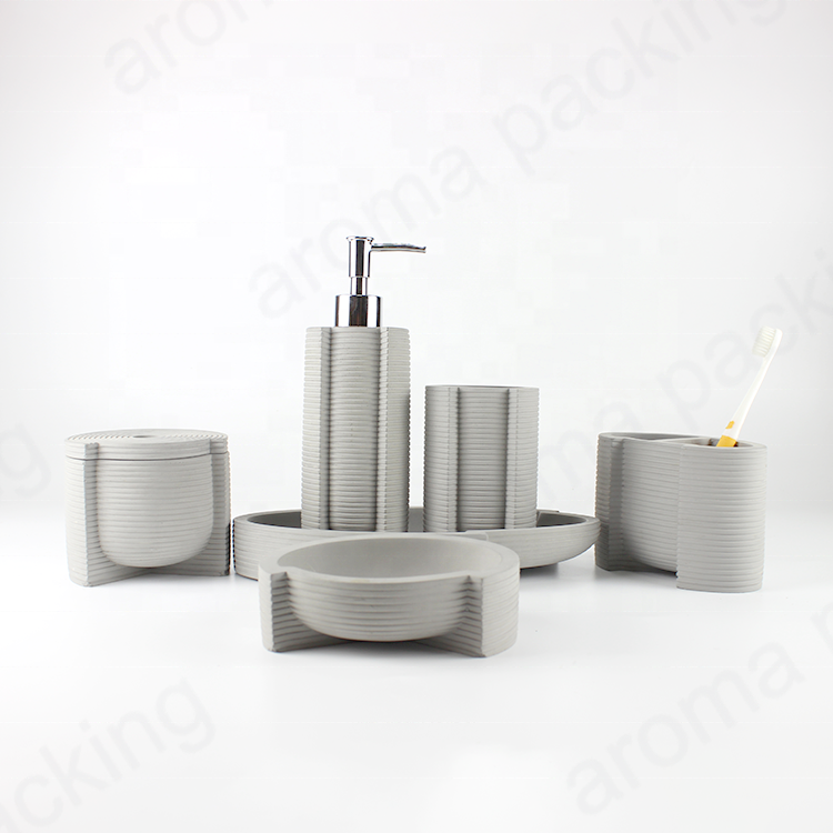 Manufacturers household goods funny concrete bathroom accessories set with cement tray