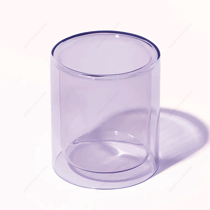 Double Layer Borosilicate Glass Candle Vessel Free sample Custom Color Hear Resistance Candle Holder