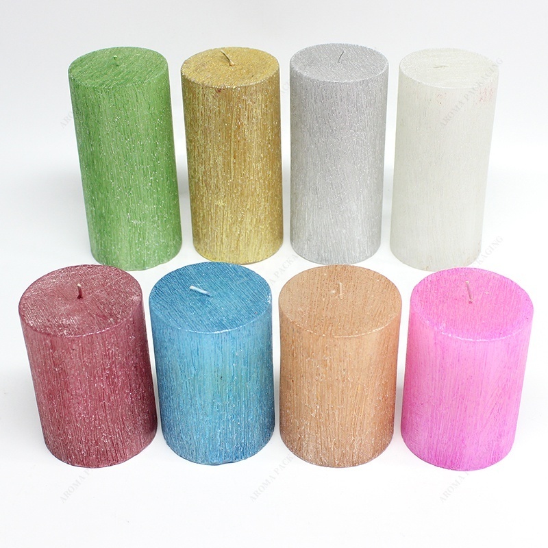 Custom Paraffin Wax Rustic Candle Handmade Unscented White Pillar Candles For Wedding Gifts