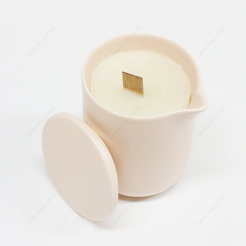 Aroma Factory Custom Logo Luxury  Empty Fancy Heat Rounded Sublimation Blanks Pink Promotional Candle Making Ceramic Candle Jars