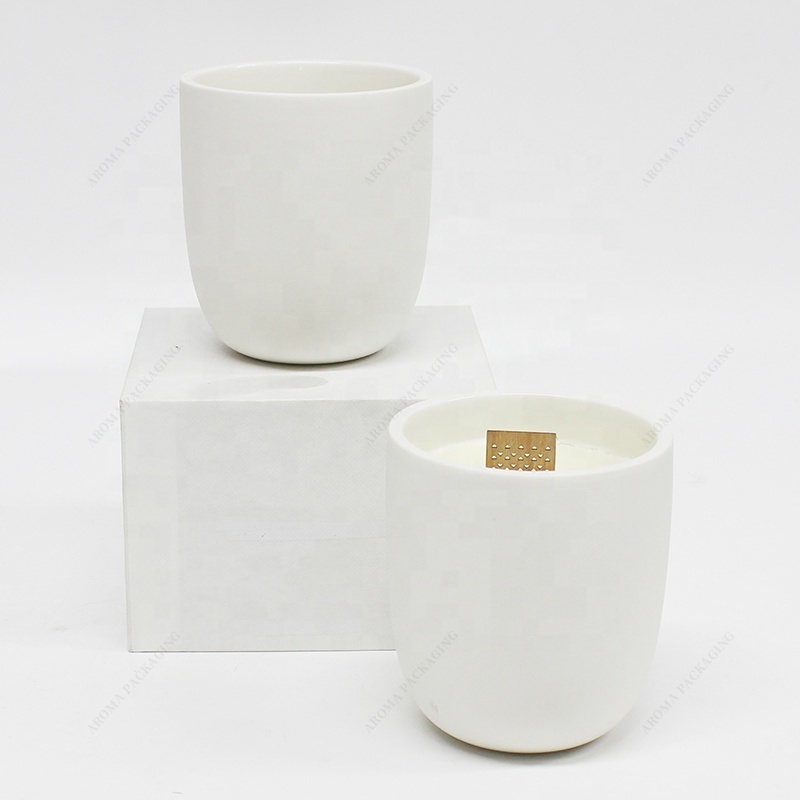 New Arrival Matte White Ceramic Candle Jar Candle Holder Empty Candle Containers With Lids for Home Decoration