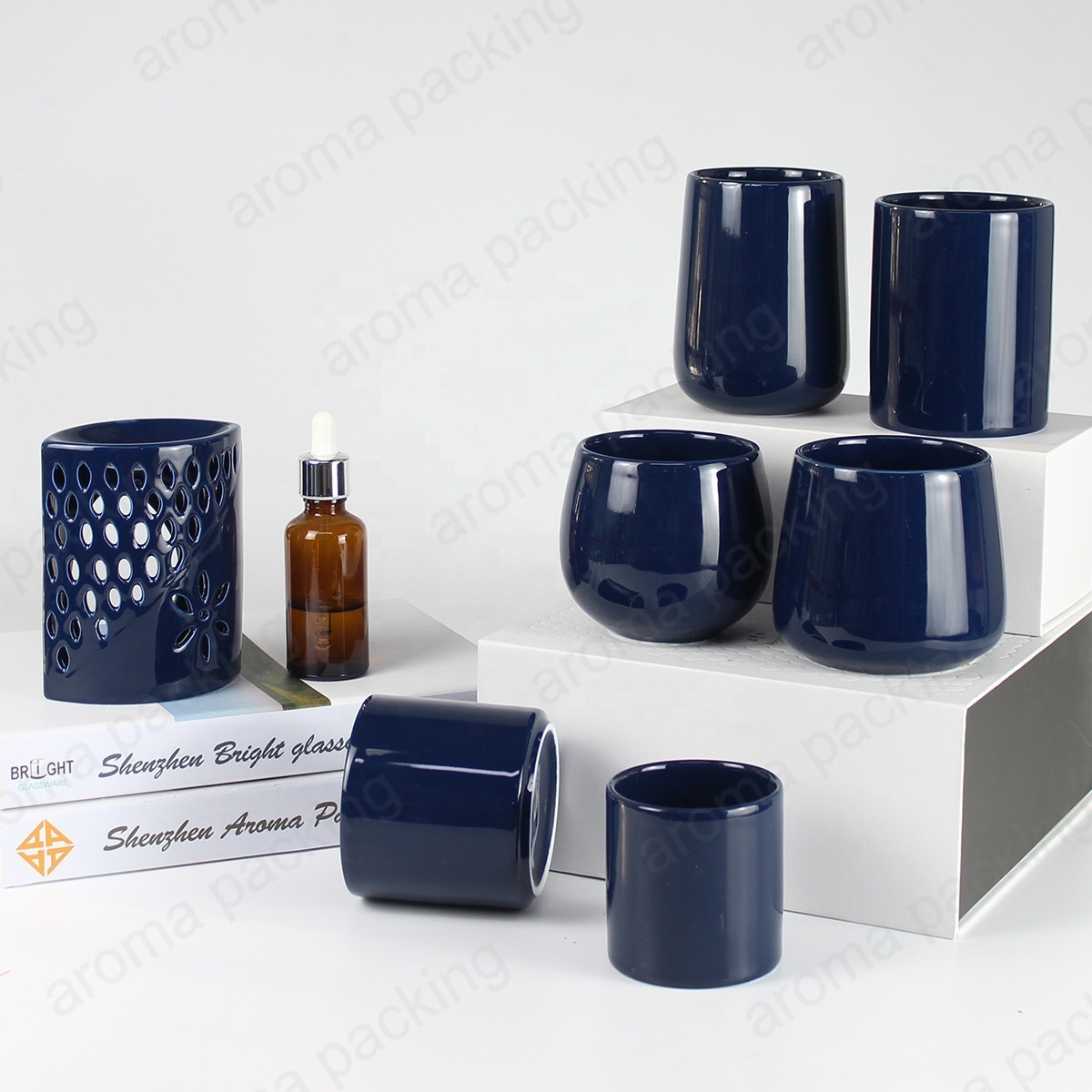 Wholesale Handmade Scented Candle Set Ceramic Jars and Candle Melt Holder Wax Warmer Oil Burner