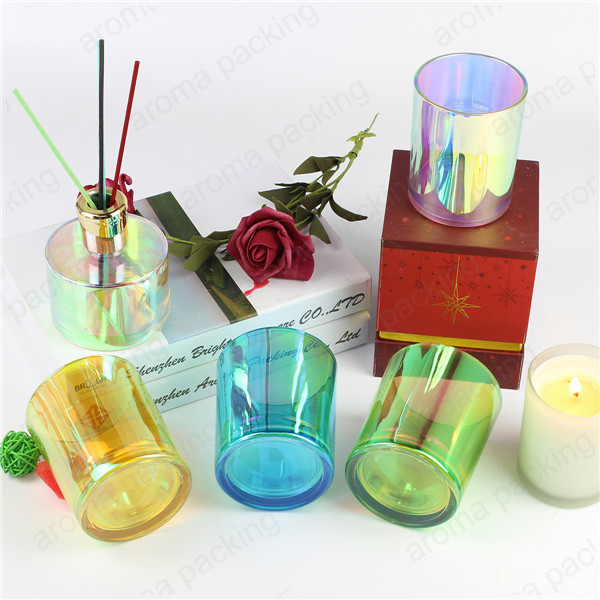 Iridescent empty glass tumbler candle cups votive tealight holder