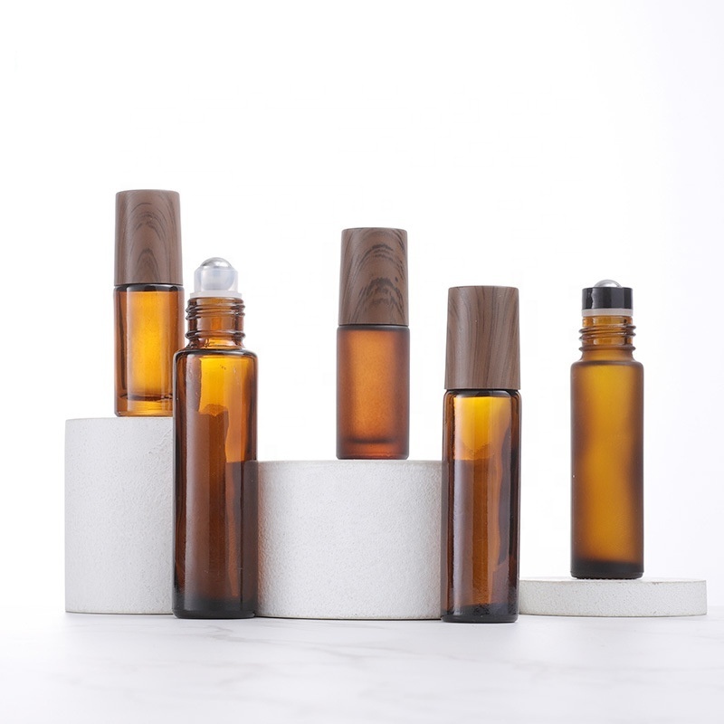 Essential oil Bottle Custom Brown Roll On Glass Bottle 5ml 10ml 15ml Perfume Roller Bottle