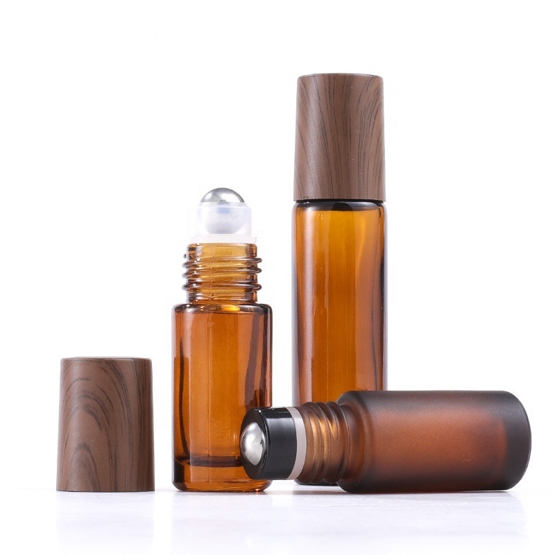 Essential oil Bottle Custom Brown Roll On Glass Bottle 5ml 10ml 15ml Perfume Roller Bottle