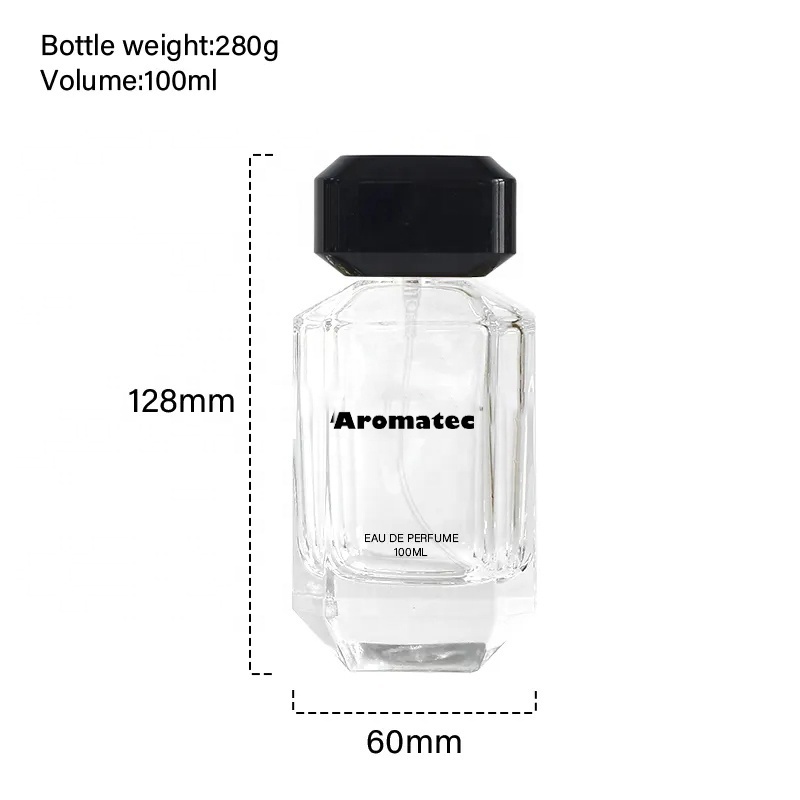 Popular Transparent Rectangular Perfume Glass Spray Bottle 100 ML Perfume Bottle With Square Perfume Bottle Cap