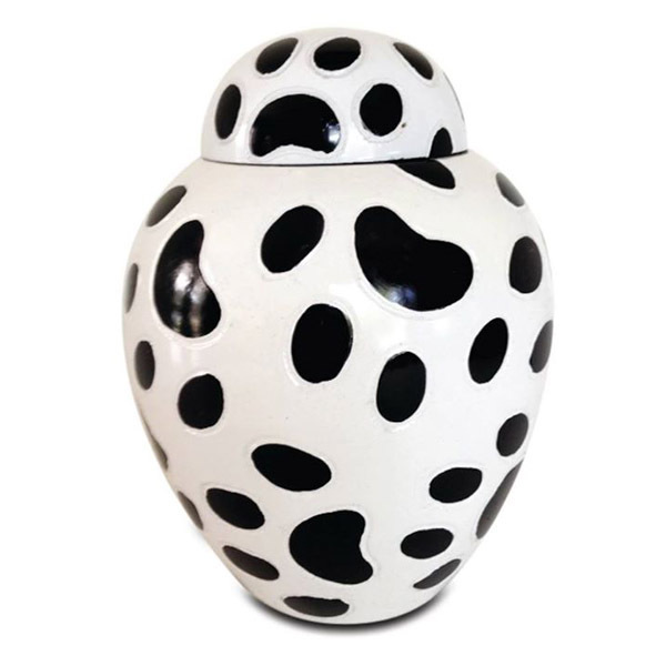 White Color Dom Top Pet Cremation Urn With Black Paw Design Premium Funeral Supplies Keepsake Pet Memorial Urn