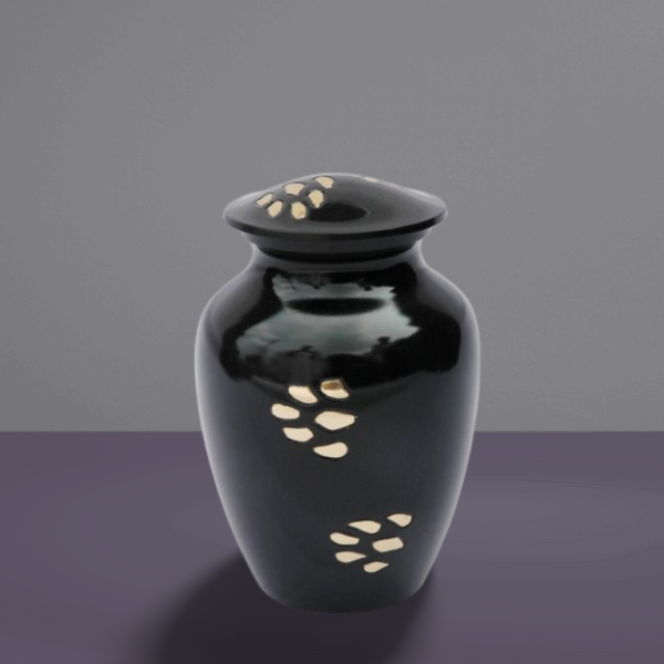 Classic Paw Pattern Cremation Urn Modern Black Bronze with Golden Brass Customized American Style Pet Urn Dog Ashes Urn