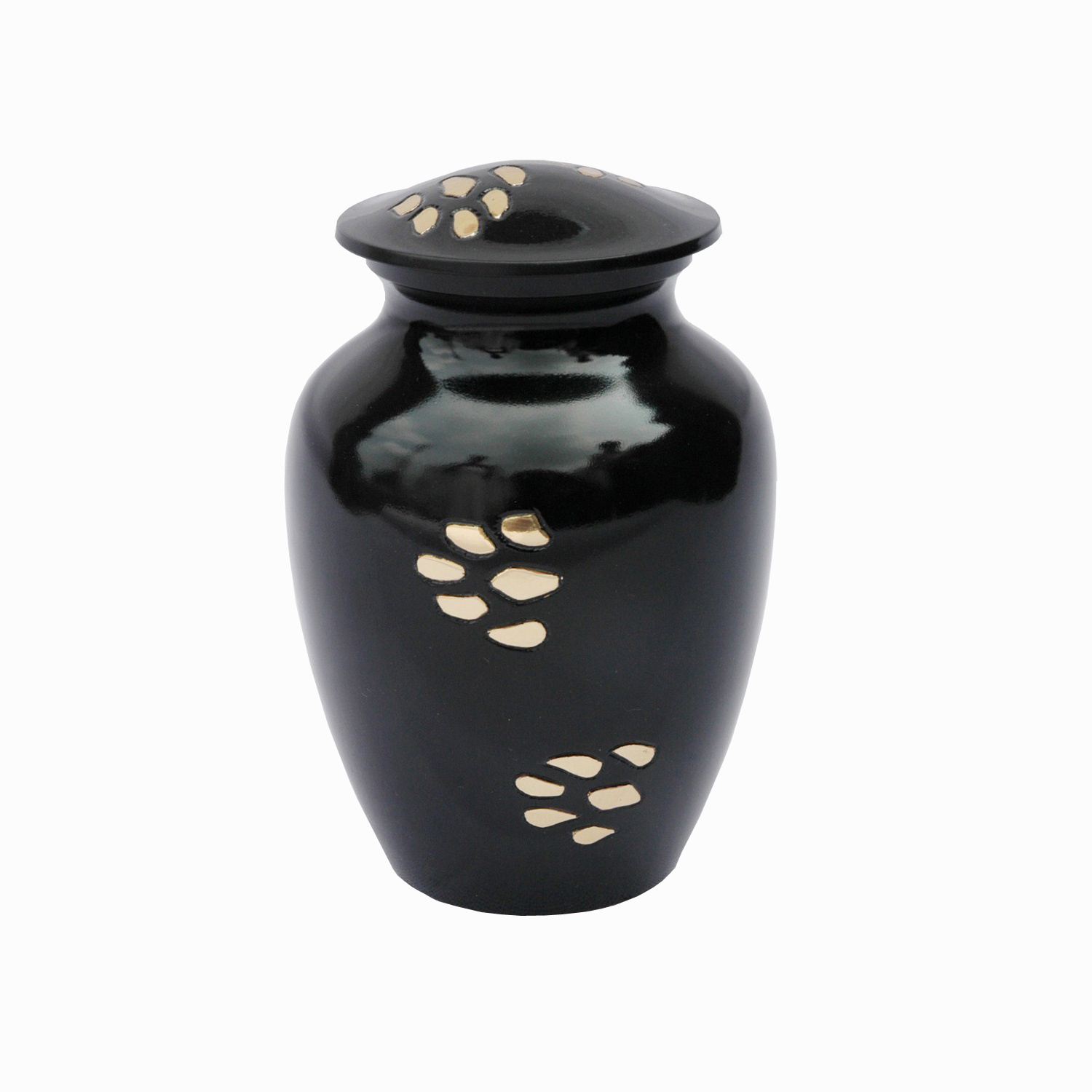 Classic Paw Pattern Cremation Urn Modern Black Bronze with Golden Brass Customized American Style Pet Urn Dog Ashes Urn