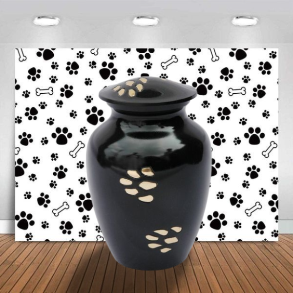 Classic Paw Pattern Cremation Urn Modern Black Bronze with Golden Brass Customized American Style Pet Urn Dog Ashes Urn